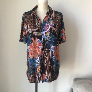 Topman Paisley Floral Print Button Down Top